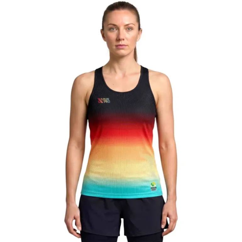 CAMISETA TIRANTES RUN&PRO BLACK SUNSET MUJER